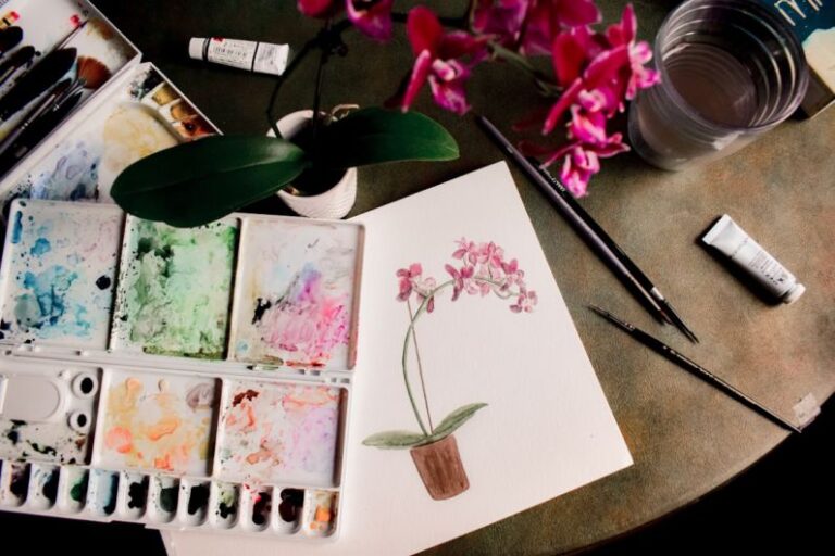 Hobbies - white pink and green floral painting