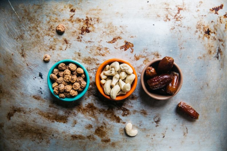 Fasting - three bowls of nuts